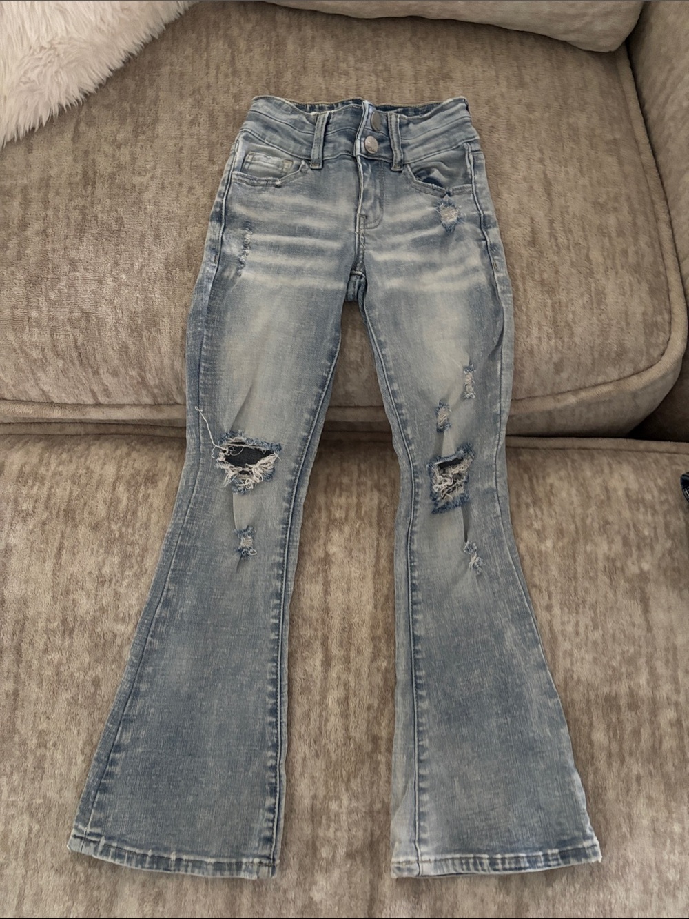 BKE Light Blue Distressed Kids Flare Jeans